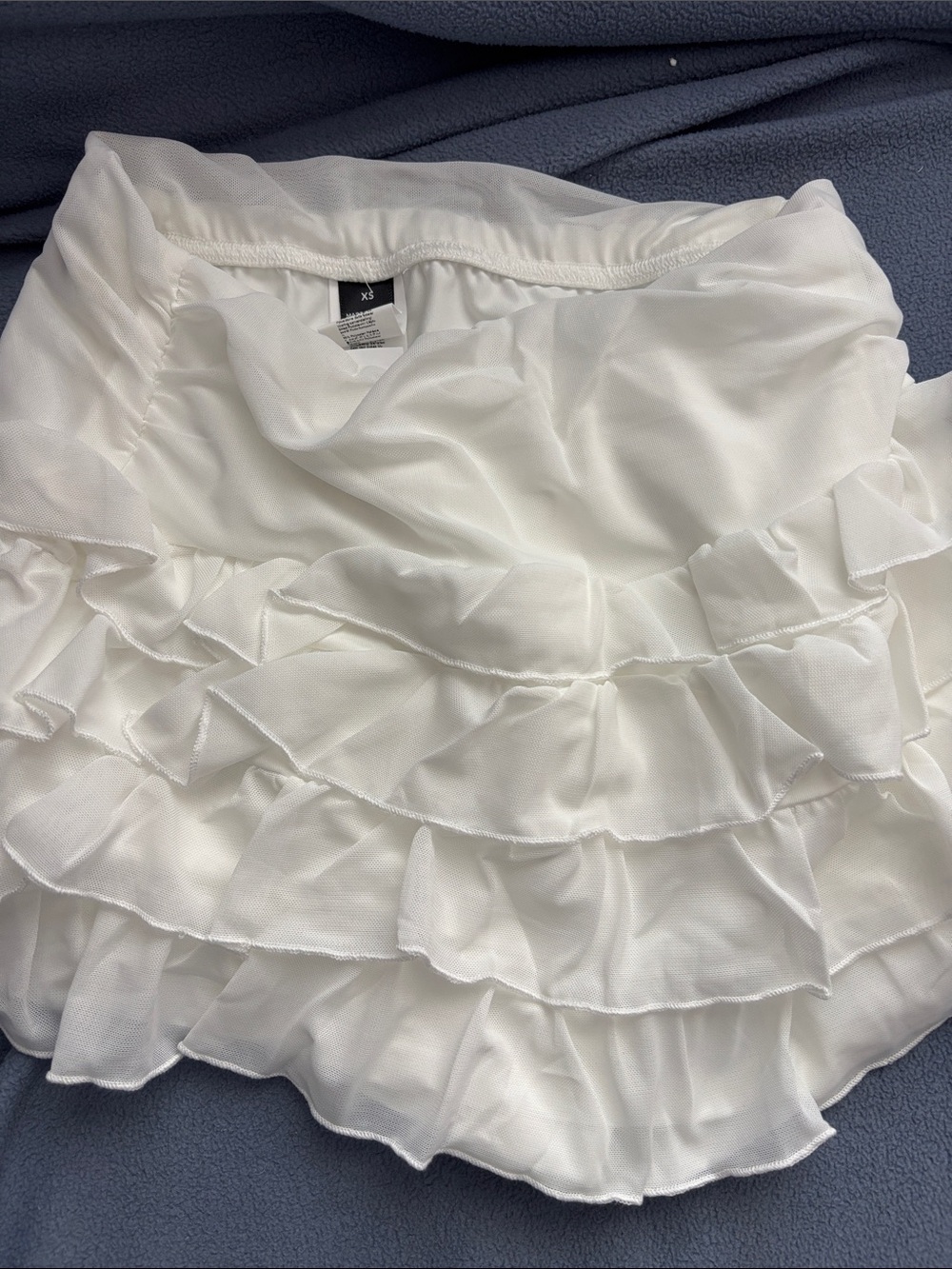 White Tiered Ruffle Mini Skirt